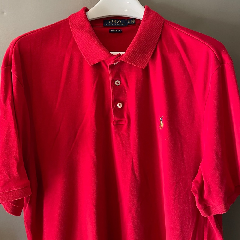 Polo Ralph Lauren Mens Classic Fit Jersey Polo Shirt Red XL Short Sleeve Pony